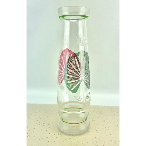 Vintage tall vase, etched glass, lily pads design, cut to clear glass - Picture 7 of 10